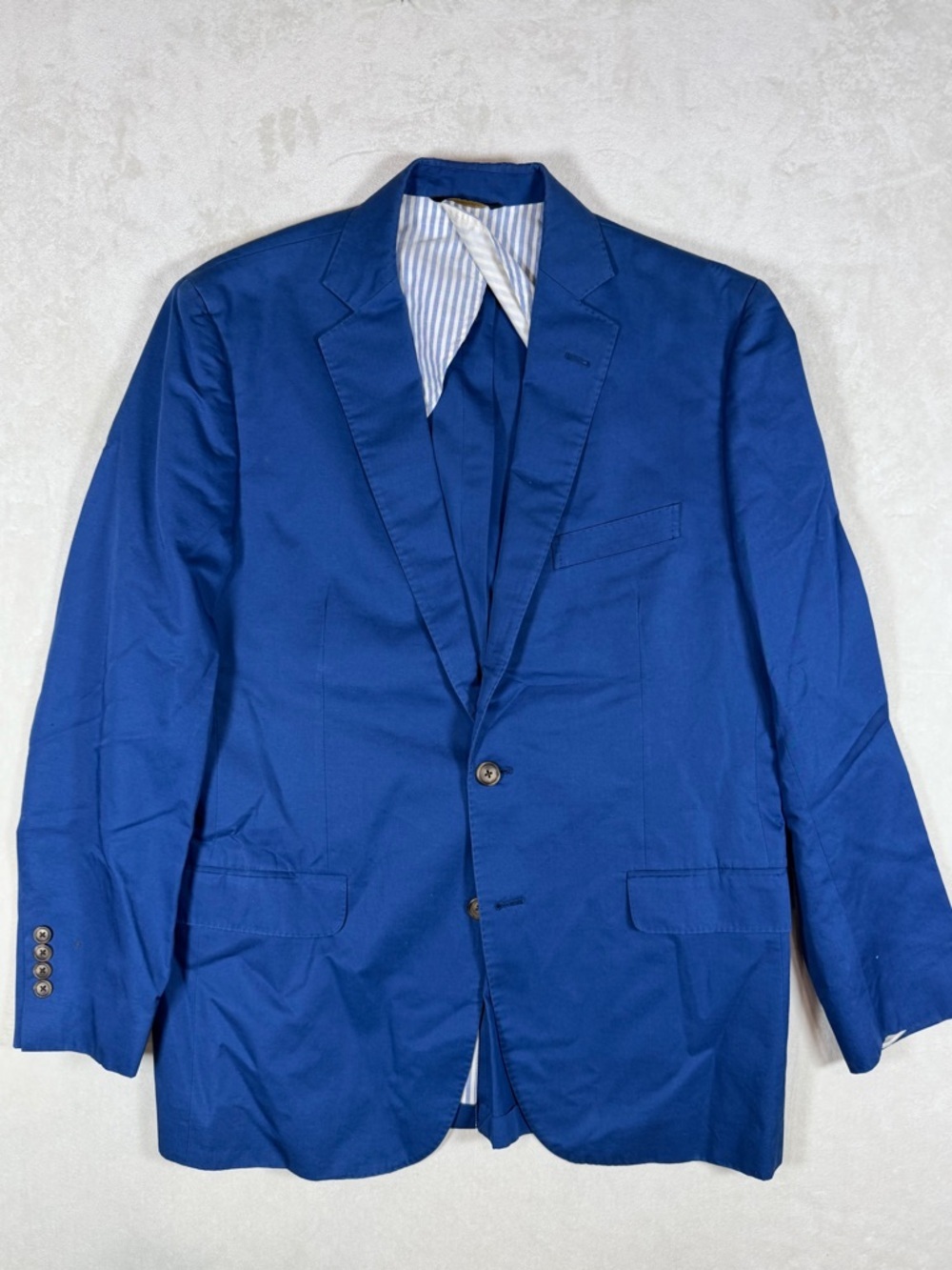 Brooks Brothers Fitzgerald 42R Cotton Linen Blend Royal Blue 2 Button Blazer
